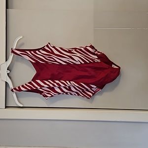 14 burgundy zebra swimsuit